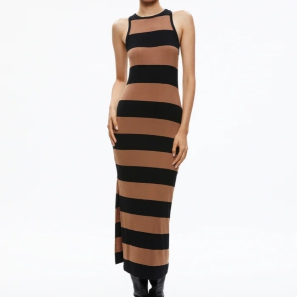 Alice & Olivia PANIA RACERBACK SIDE SLIT MAXI DRESS - Picture 2 of 16